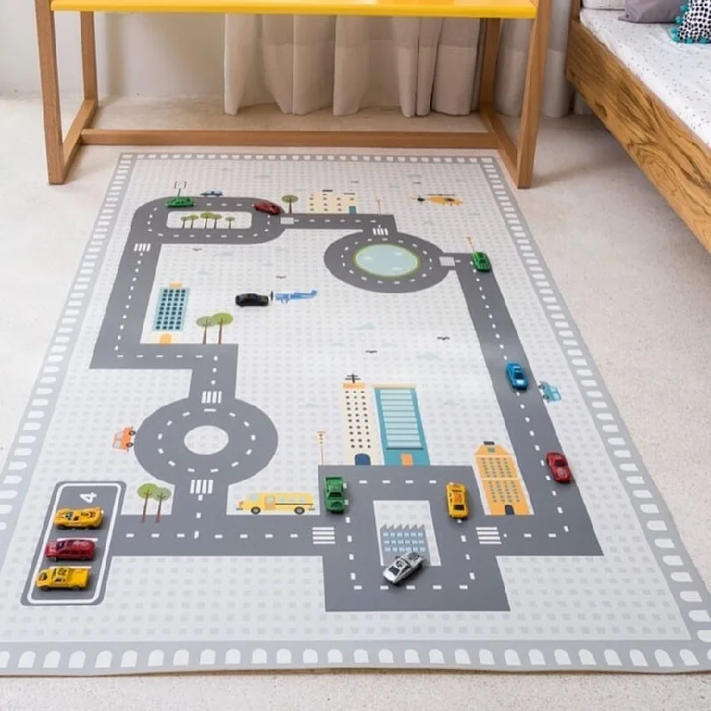

Road Pattern Baby Play Mats Crawling Blanket Infant Activity Gym Mat Kids Room Decor Photo Props Early Education Nordic Style