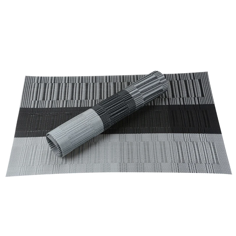 Set of 4 PVC Bamboo Plastic Placemats for Dining Table Runner Linens place mat in Kitchen Accessories Cup Wine mat