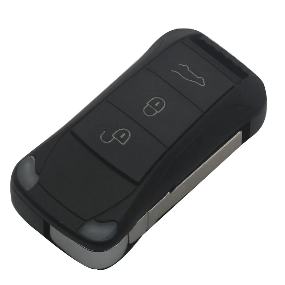 

jingyuqin Replacement Remote Flip Folding Car Key Shell Case Fob For Porsche Cayenne GTS 3 Buttons