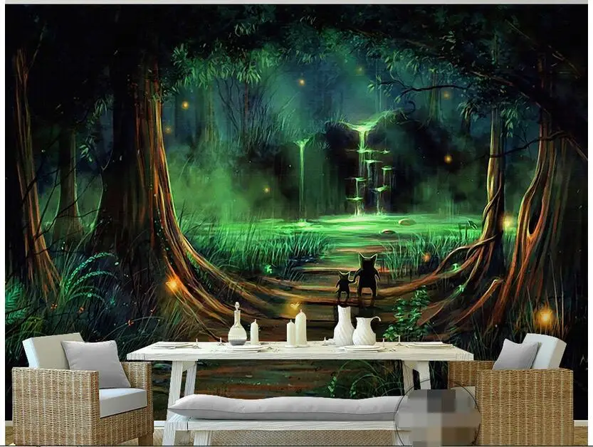 3d Wallpaper Custom Photo Non Woven Mural Forest Waterfall Water