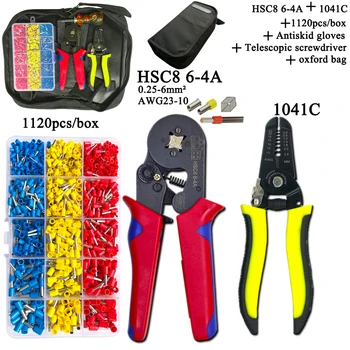 

HSC8 Pliers Kit Tubular Junction Box Electrical Pliers Terminal Tube Tool Red Pliers 6-4A 0.25-6mm2 Mini