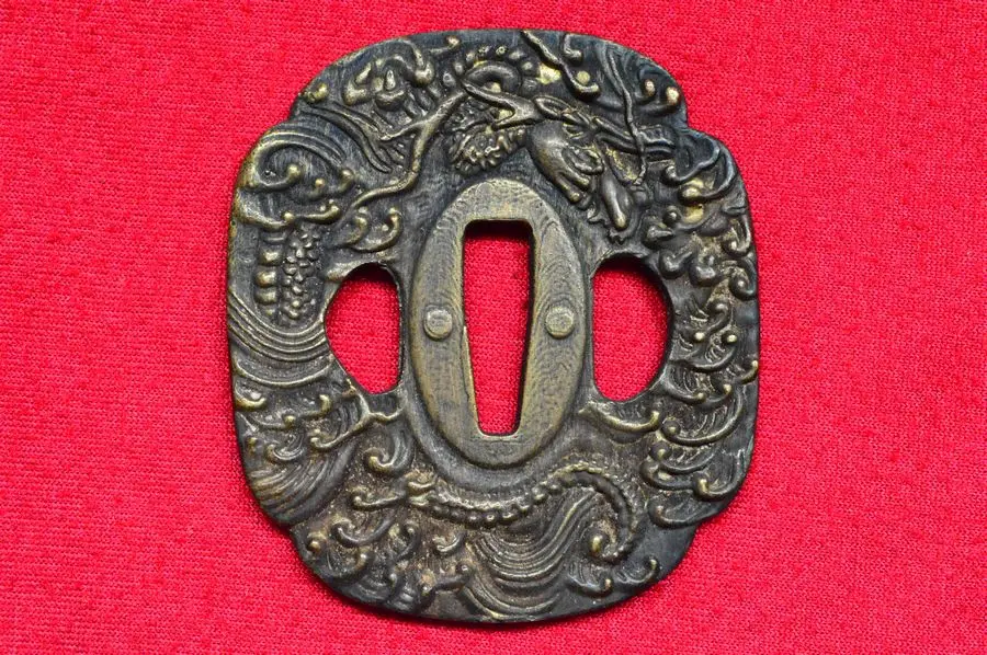 Настоящий японский медный меч старого SAMURAI стража от Цуба В Форме Дракона