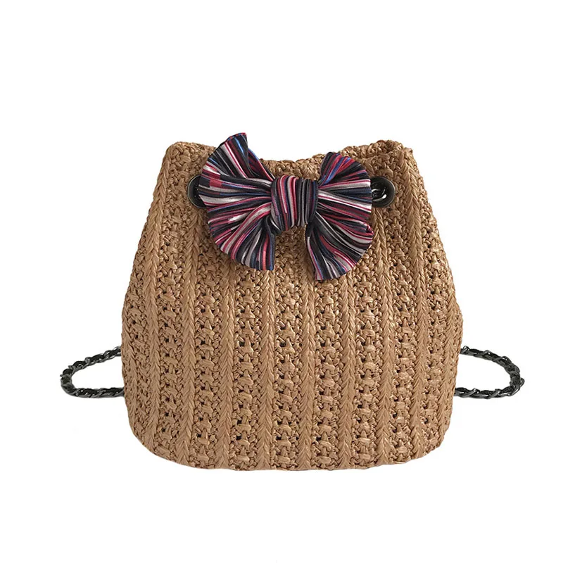 

Summer Women Fashion Bow Straw Bag INS Popular Female Beach Handbag Lady Travel Casual Shoulder Bag Mini Chains Crossbody SS3263
