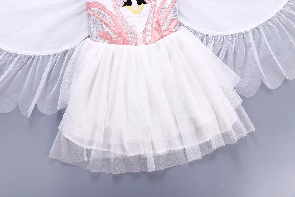 Летние Детские платья для девочек детское кружевное платье с крыльями ангела и лебедем vestido/костюм Фламинго платье принцессы для детей 8 лет
