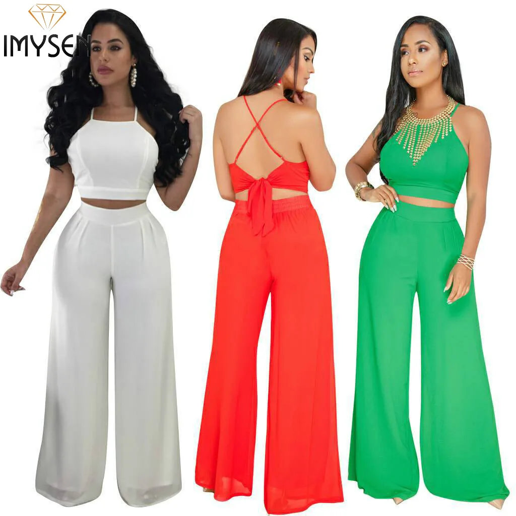 IMYSEN Solid Women Two Piece Set Summer New Hot Sale Sexy Tank Top