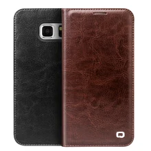 Для Samsung Galaxy Note 5 note5 qialino бренд реального натуральной телячьей Пояса из натуральной кожи случае Роскошные Флип карты карман кошелек