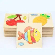 3D деревянные головоломки игрушки для ребенка мультфильм животных Пазлы Обучающие Развивающие Малыш обучения Развивающие игрушки подарок