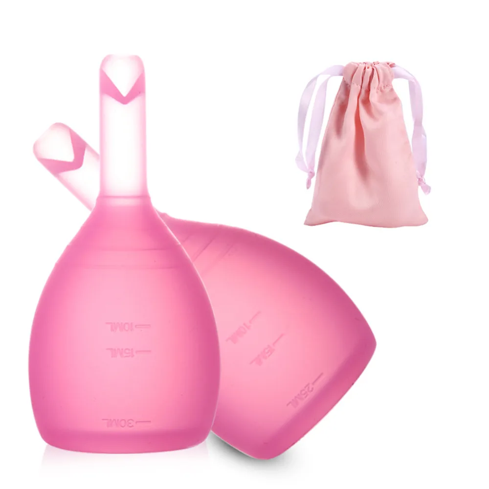 

1PCS/2PCS Discharge Valve Menstrual Cup Reusable Silicone Feminine Hygiene Valves Period Month Cups with Bag Makeup Tool Kit