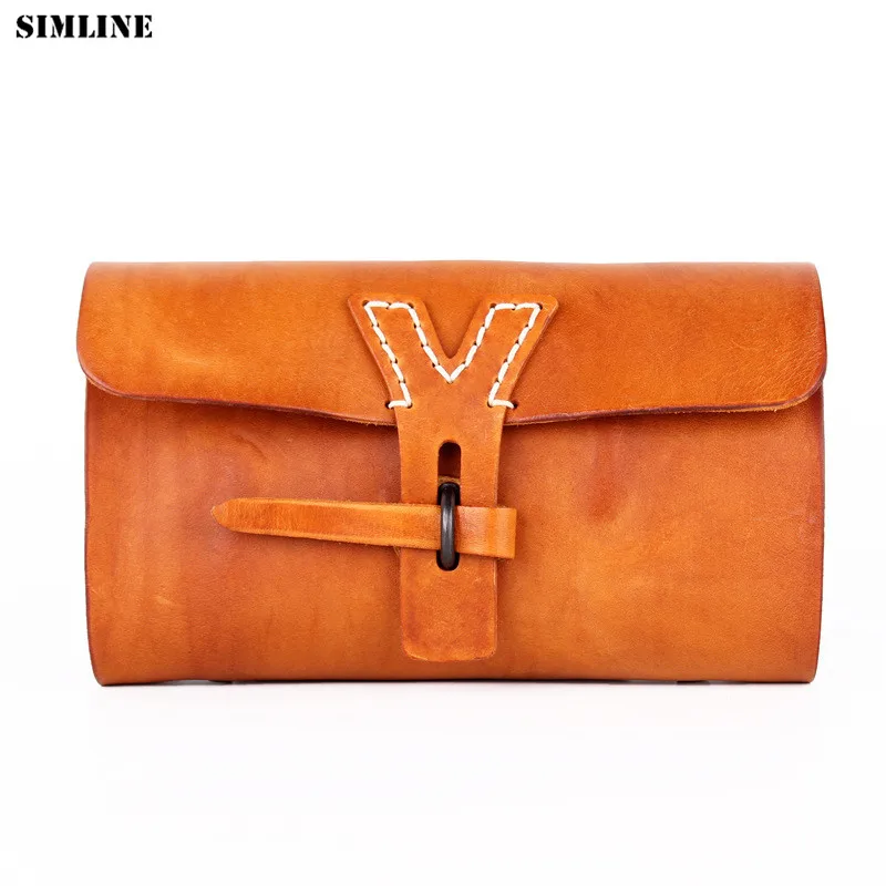 

Handmade Genuine Leather Wallet Women Long Style Clutch Bags Vintage Purse Card Holder With Cellphone Bag Zipper Coin Pocket