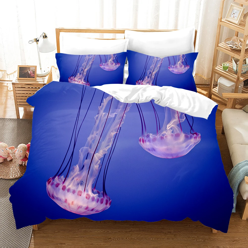 3D Jellyfish Super clear printing bedding set Duvet Covers Pillowcases comforter bedding sets bedclothes bed linen bedclothes