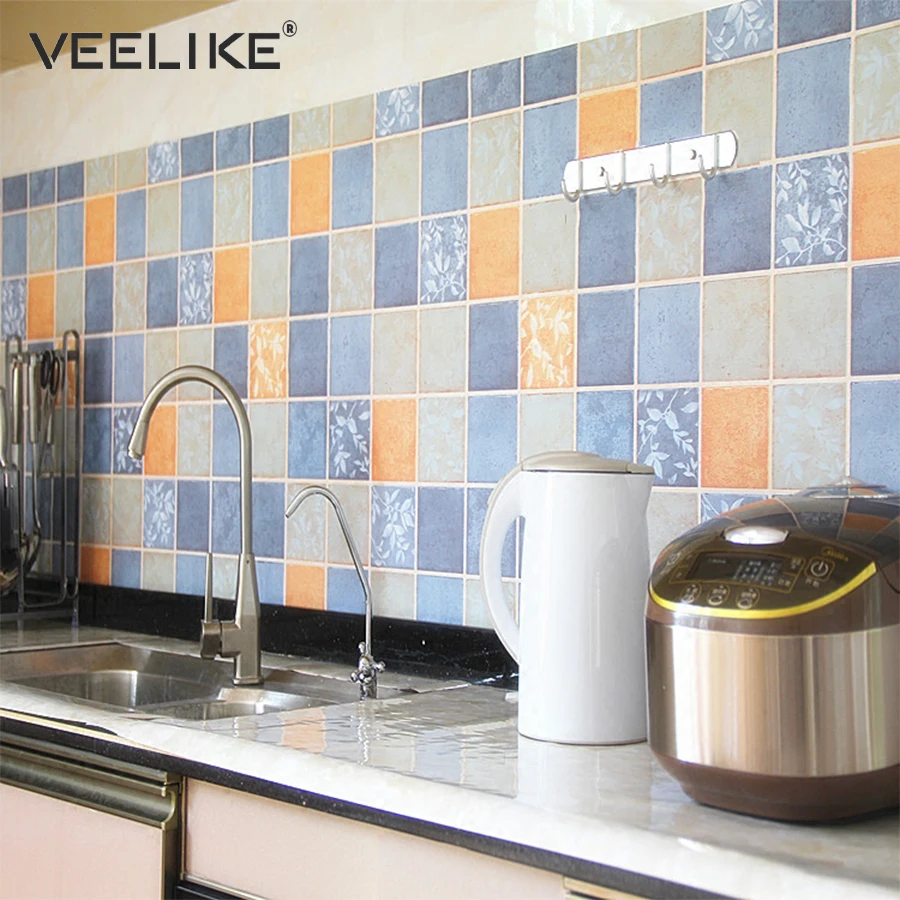 Waterproof PVC Vinyl Mosaic Tile Wall Stickers For Kitchen - Waterproof PVC Vinyl Mosaic Tile Wall Stickers For Kitchen