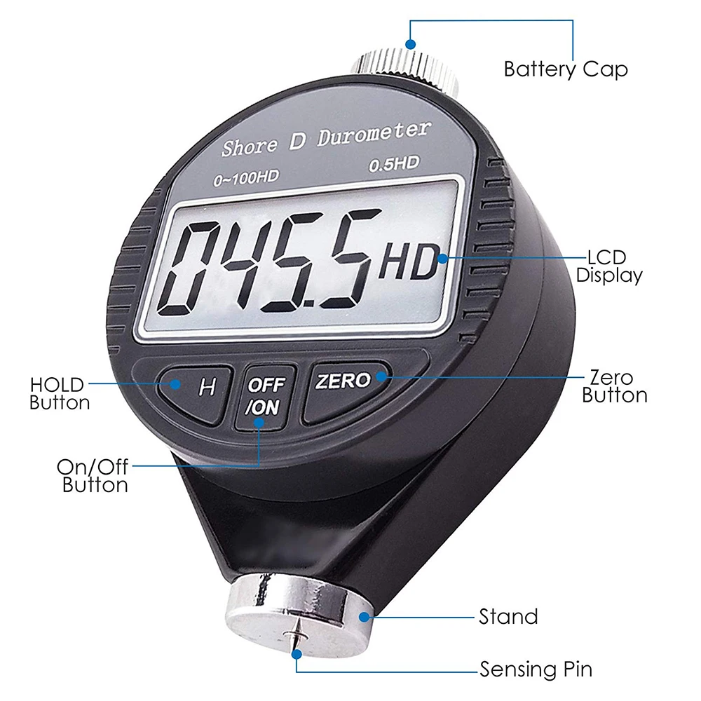 

0-100H Digital Durometer LCD Display Shore A/C/D Hardness Tester Tire For Plastic Rubber Test Analog Tire Durometer Hardness