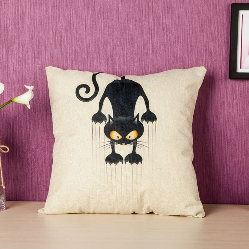 Симпатичная Черная наволочка с котом декоративная подушка для дома милым