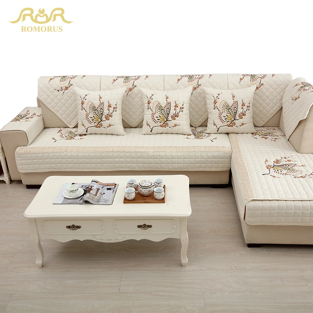 Mewah Bordir Kupu Kupu Sofa Meliputi Non Slip Quilted Pojok