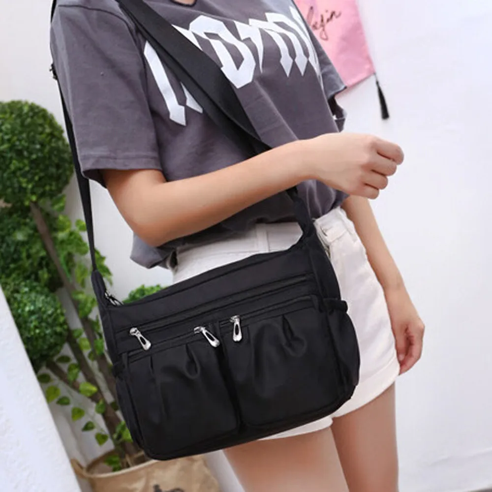 

bags for women 2018 Fashion Solid Color Zipper waterproof Nylon Shoulder Crossbody Bag high quality Bolsas Feminina
