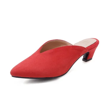 

Tide 19 years spring and summer new products with thick with pointed super size code 30-48 Baotou half drag sandals women