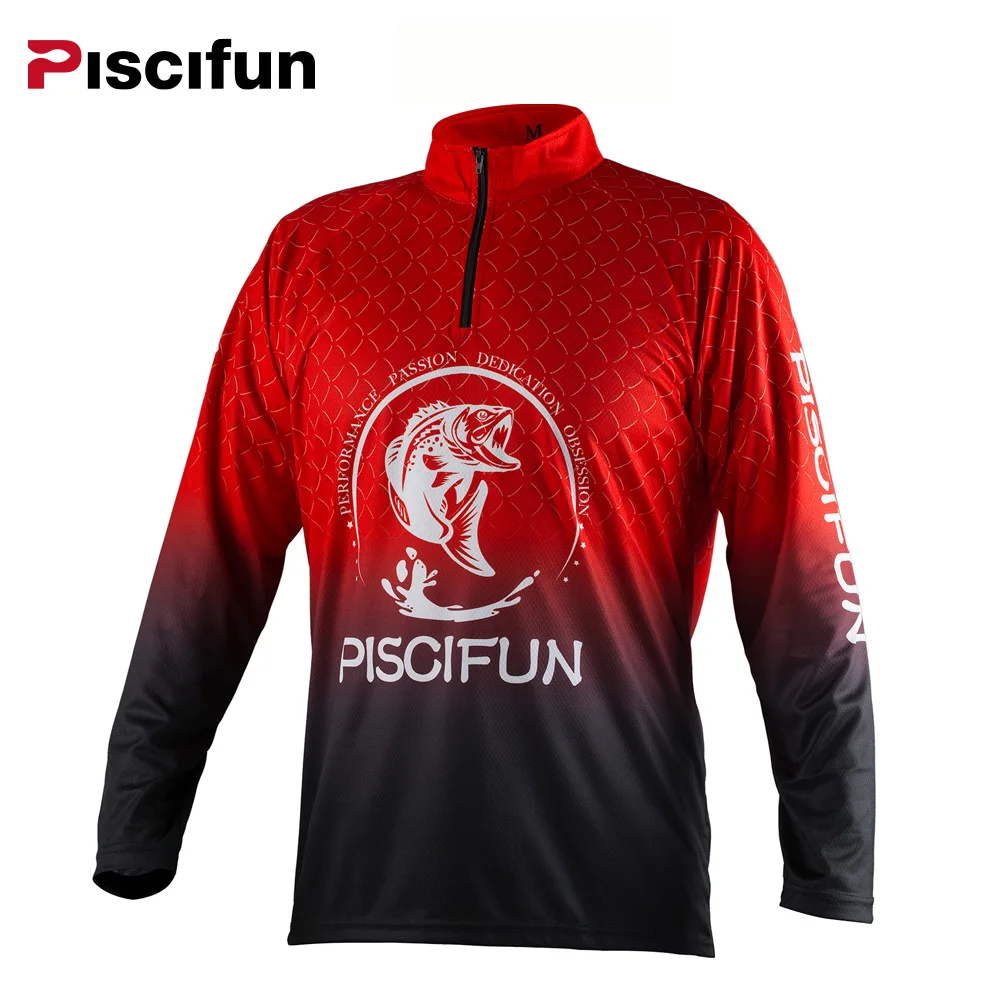 

Piscifun Polyester Long Sleeve Half Zipper UPF 30 Protection Quick Drying Breathable Men Fishing Shirt