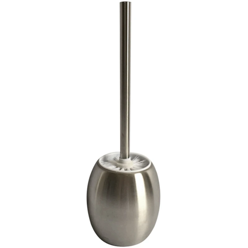 

Stainless Steel Modern Curved Round Quality Toilet Brush With Holder - Free Standing And Rust Resistant, 2 Pack