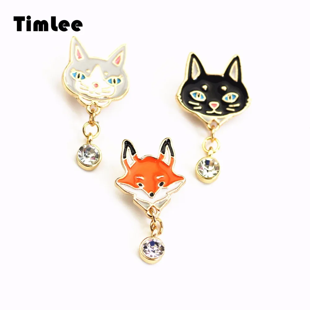 

Timlee X288 Cute cartoon Cat Fox Design Metal Brooch Pins Fashion Gift Wholesale