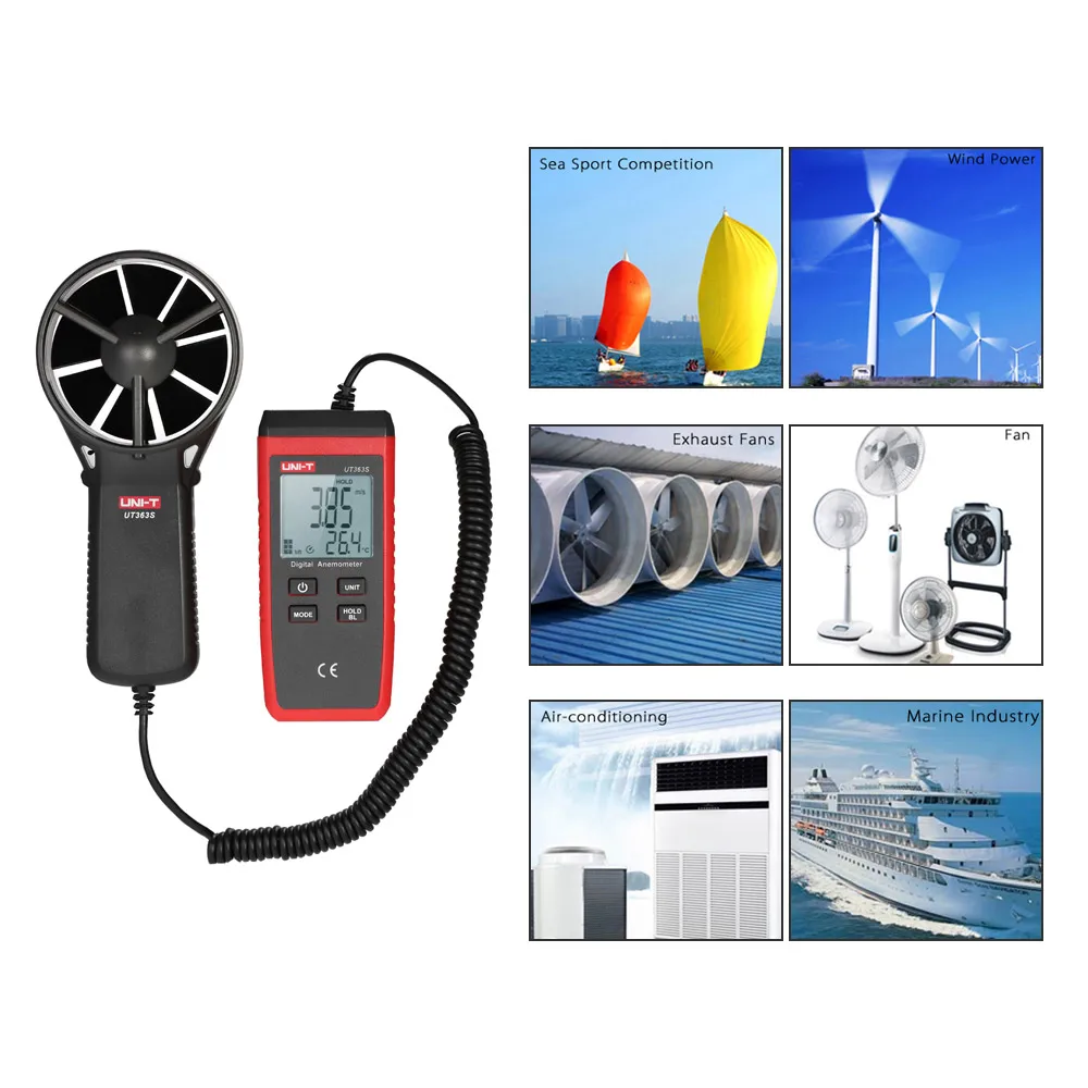 

UNI-T UT363S Mini Anemometer LCD Digital Tachometer Handheld Wind Speed Meter Air Velocity Temperature Tester