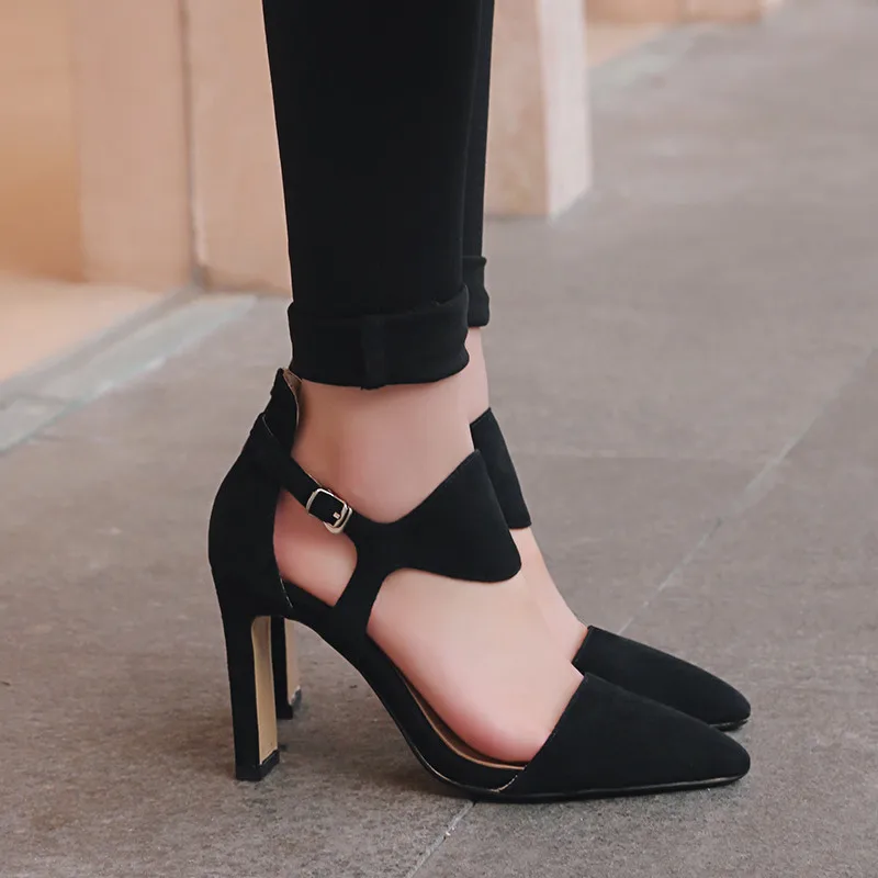 

LOVEXSS Purple High Heeled Sandals Sexy Party Black Brown Ball Pumps Wedding Pointed Toe Plus Size 32 33 43Genuine Leather Shoes