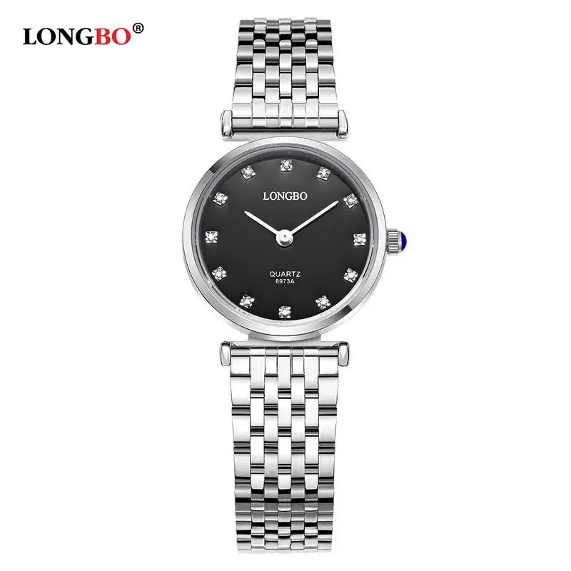 Модные часы LONGBO LuxuryBrandClassic для пар, часы для влюбленных в деловом стиле для мужчин и женщин, кварцевые амулеты, аналоговые наручные часы - Цвет: Black Dial Woman