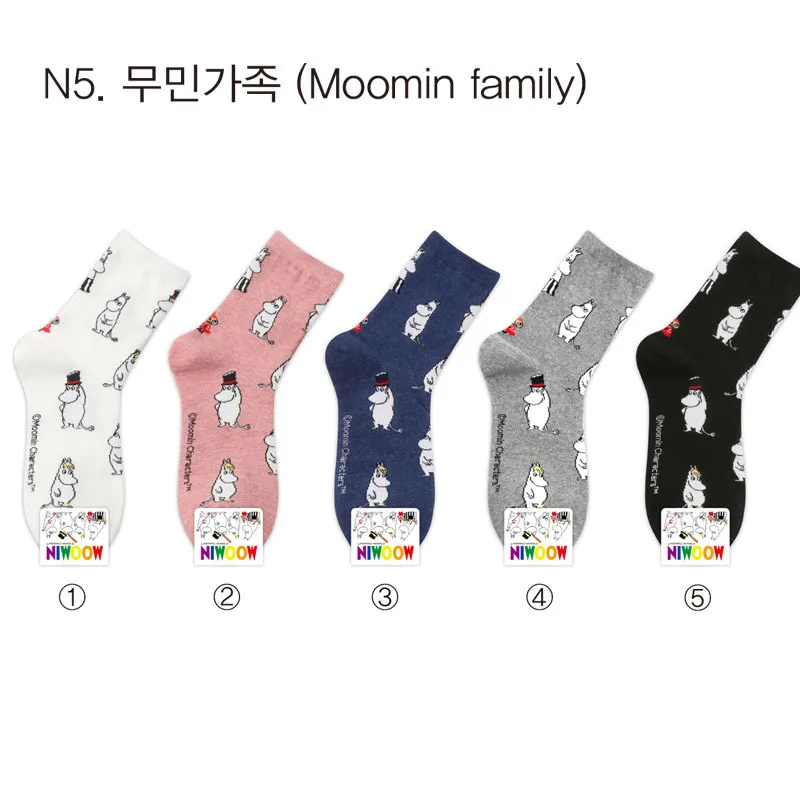Женские Носки с рисунком Муми-тролля; милые короткие носки для девочек; Повседневная мода; 1 пара; высокое качество