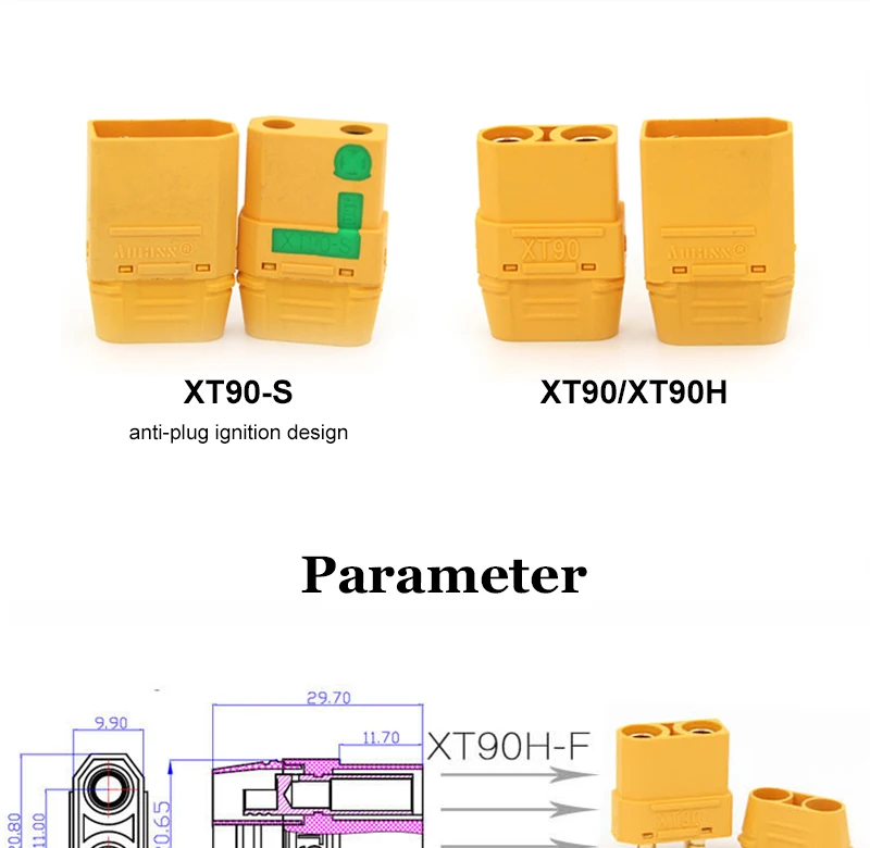 2 шт. Amass XT90H XT90-S анти-искровые разъемы Мужской Женский штекер XT90 XT90S чехол оболочка блестящие для RC Lipo части батареи DIY