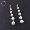 JIOFREE nuevo diseño largo de moda gran Clip de perla simulada en pendientes de perlas cadena declaración pendientes para regalo de fiesta de boda ► Foto 1/6