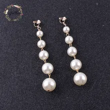 Jiree brincos de pérola simulados, novo design na moda, grande, clipe de pérolas em brincos, fio de pérolas, brincos para presente de festa de casamento