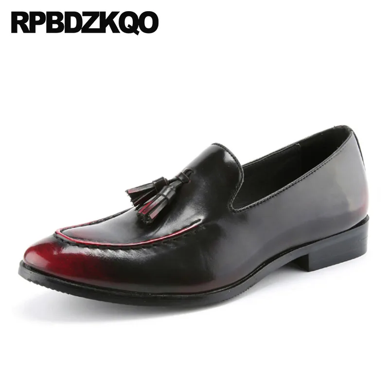 Waterproof Prom Gold Loafers Men Comfort British Style Pointed Toe Pointy Wedding Slip On Patent Leather Stud Tassel Shoes Rivet | Обувь