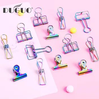 

DUGUO cute stationery colorful long tail clip folder office accessories paper clip color fishtail clip kawaii office supplies