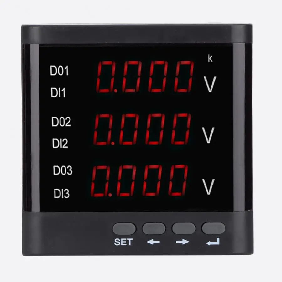 ZM194-V93 черный корпус светодиодный дисплей Цифровой трехфазный измеритель напряжения вольтметр 91*91 мм