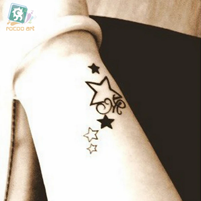 

HC-132 Waterproof Temporary Tattoo Stickers Harajuku Hollow Solid Pentagram Design Tattoo Stickers Body Art Kawaii Fake Tattoo