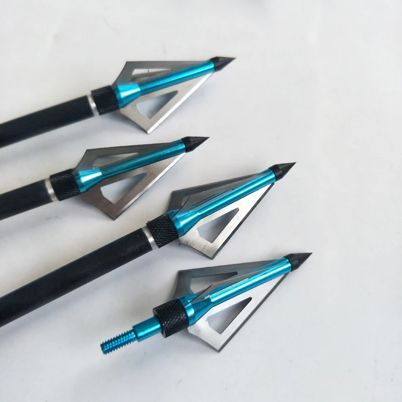 6 pcs الصيد السهم رؤساء نصائح الرماية برودهيد 100 الحبوب النصال ل مجمع القوس والنشاب 3 شفرات الألياف الزجاجية الكربون السهم