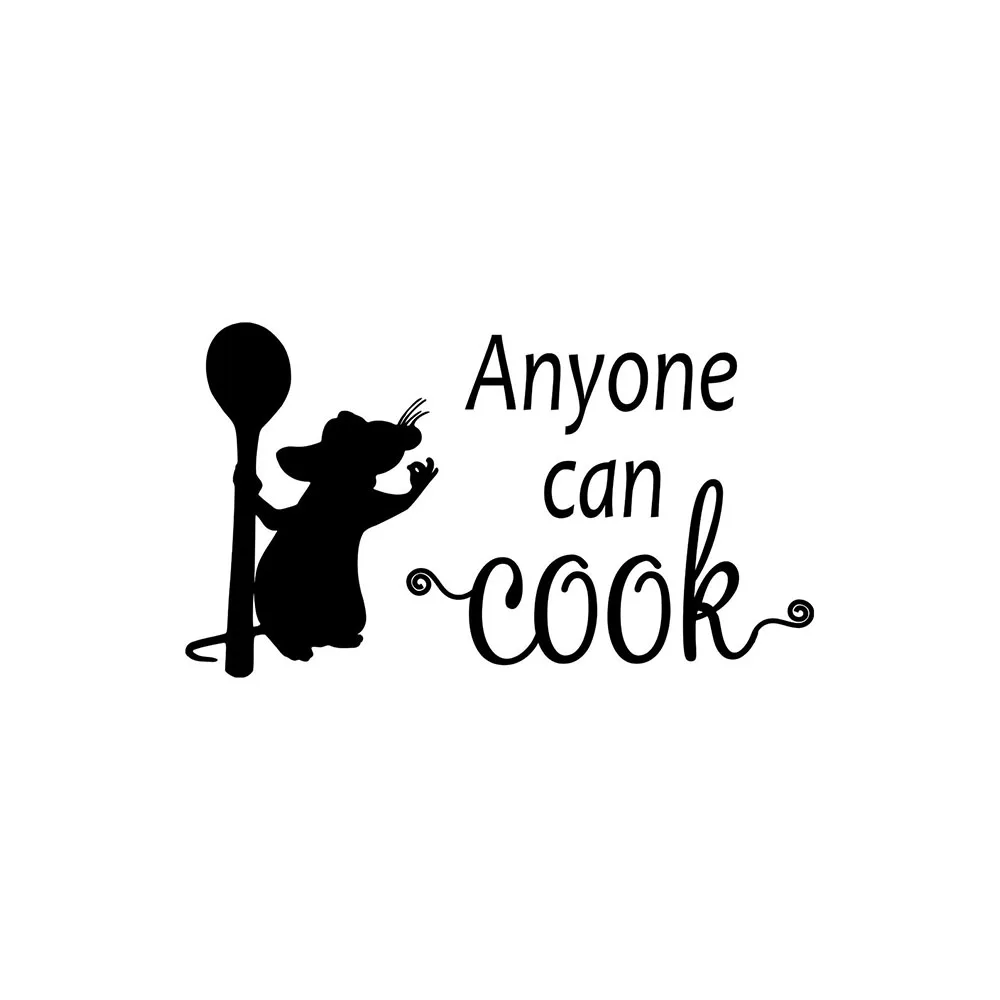 Ratatouille Anyone Can Cook Quote Ratatouille Cute Wall Stickers Anyone Can Cook Kitchen Wall Decal Laptop  Vinyl Sticker Dining Room Home Decorative D841 - Wall Stickers - Aliexpress