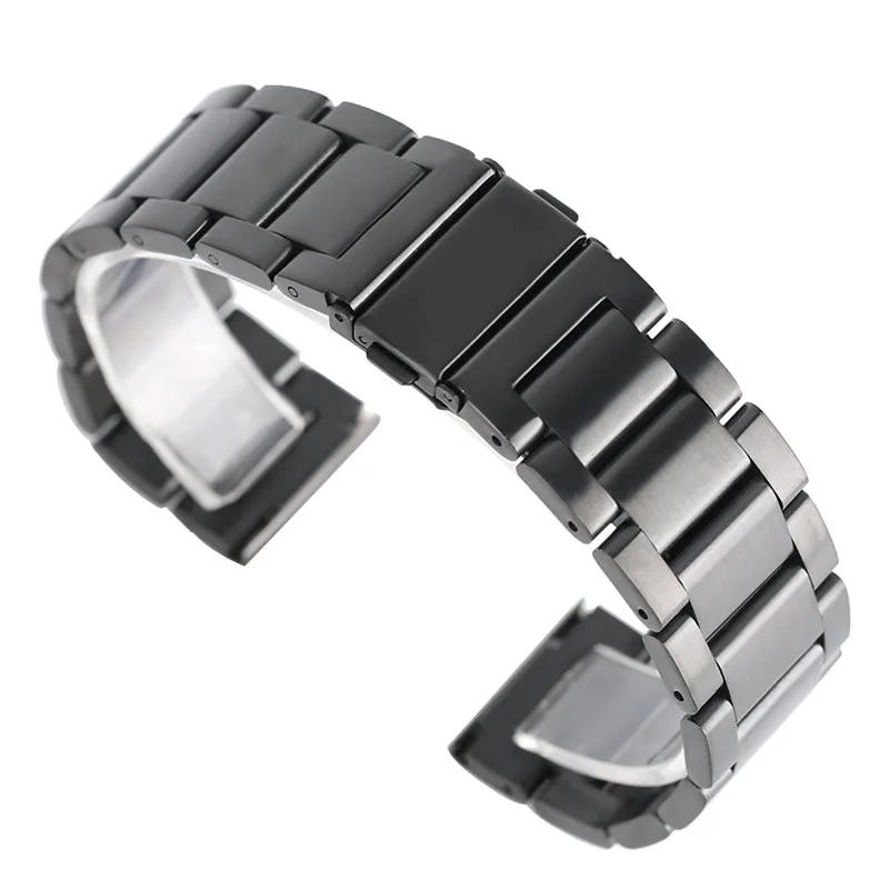

HQ 20mm 22mm Fashion Silver Black Bracelet Top Stainless Steel Wristwatch Band Wriststrap for Men Women + 2 Spring Bars 2017