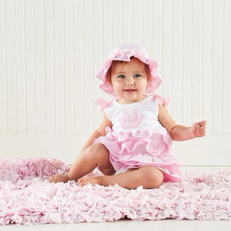 Розовая корона вышивка младенческой платье для обувь девочек Детские пачки Новые Летние bebe костюмы детская одежда детская верхняя одежда