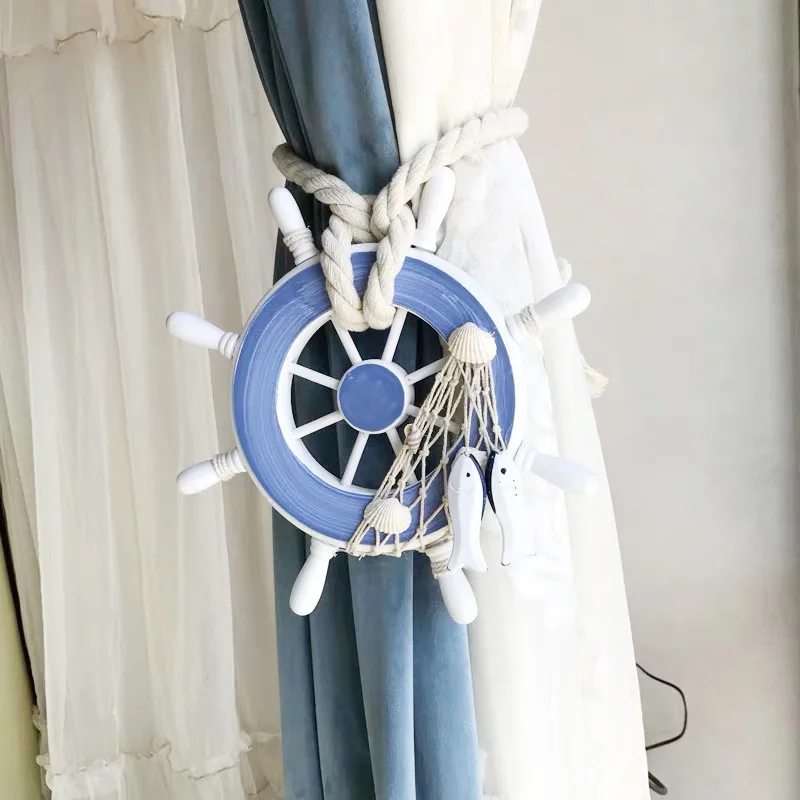 Рулевое колесо для штор подхваты для штор с завязками на спине Holdbacks с пряжкой, аксессуары для домашнего декора, занавески, декоративные, Средиземноморский стиль - Цвет: Curtain rudder B