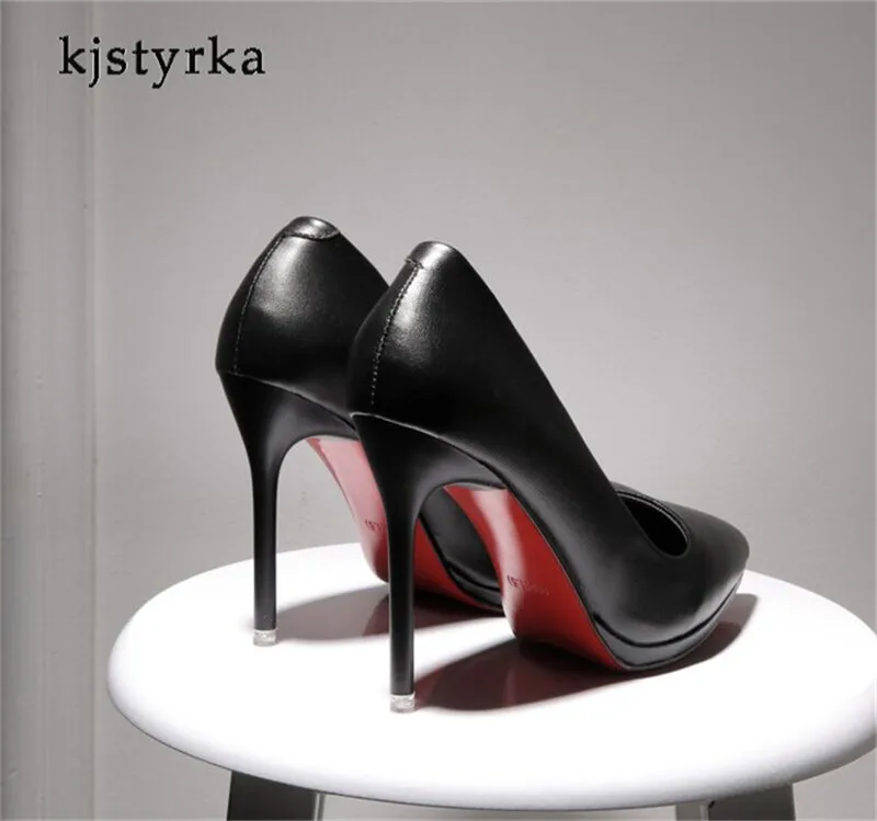 Kjstyrka/Коллекция года; zapatos de mujer; Брендовая обувь; женская обувь; модные женские туфли-лодочки с красной подошвой; женская обувь на тонком высоком каблуке 10 см