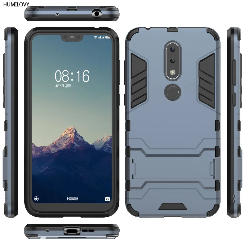 

For Nokia X6 Case For Nokia 6.1 Plus Cover Shockproof Robot Silicon Rubber Hard Back Phone Armor Cover For Nokia X6 TA-1099 Case