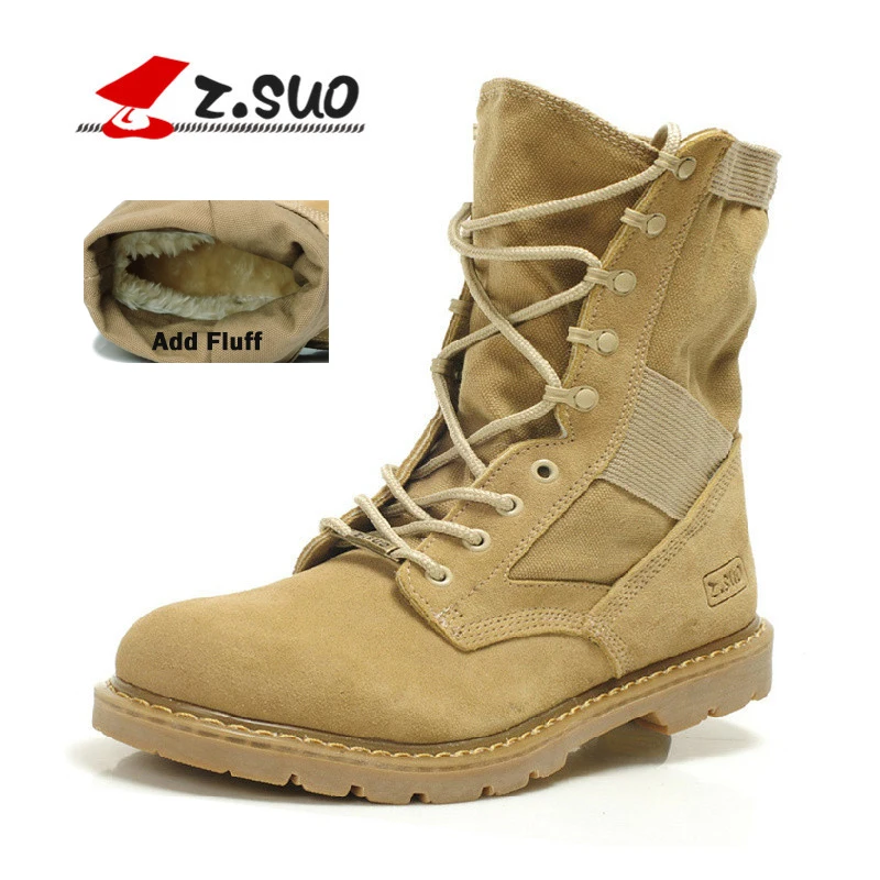 

Z.Suo Women's Add Fluff Warm Winter Outdoor Boots Desert Military Tactical Shoes Female Fashion Breathable Non-slip Footwear