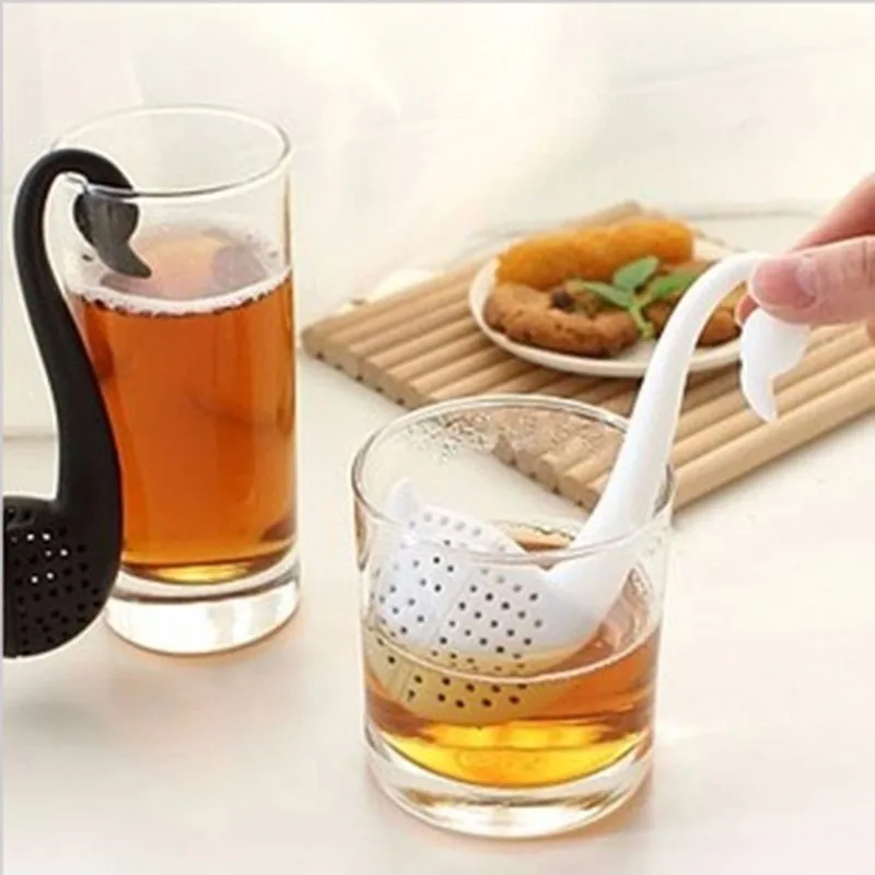 

New Novelty Gift Swan Spoon Tea Strainer Infuser Teaspoon Filter Creative Plastic Tea Tools Kitchen Accessories D0269