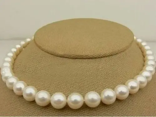 

Free shipping NATURAL GORGEOUS HOT + 9-10MM SOUTH SEA WHITE PEARL NECKLACE