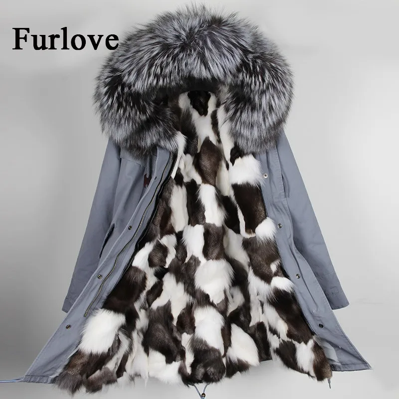 Winter Coat Women Womens Jackets Natural Raccoon Fur Collar Hooded Jacket Real Fox fur Parka Thick Coats Casual Long Warm Parkas | Женская