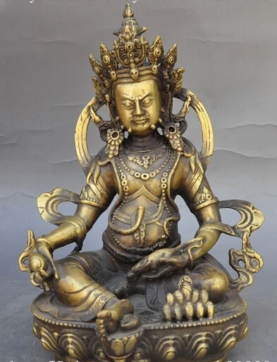 

007385 9" Tibetan Buddhism bronze Yellow Jambhala Buddha wealth God Tantra Statue