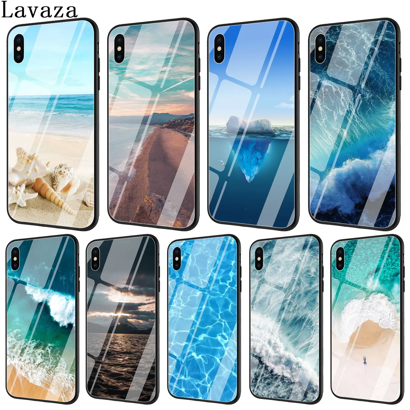 

Lavaza Sea Beach spray Tempered Glass Phone Cover Case for Apple iPhone XR X XS Max 6 6S 7 8 Plus 5 5S SE 10 Cases 8Plus 7Plus