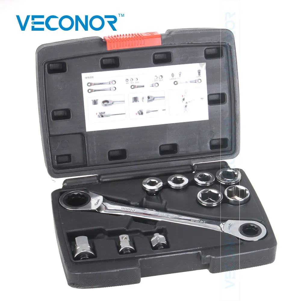 

Socket Ratchet Wrench Spanner Set of Multitools Dual Ratcheting Head Professional Hand Tools 72 Teeth With Black Plastic Case