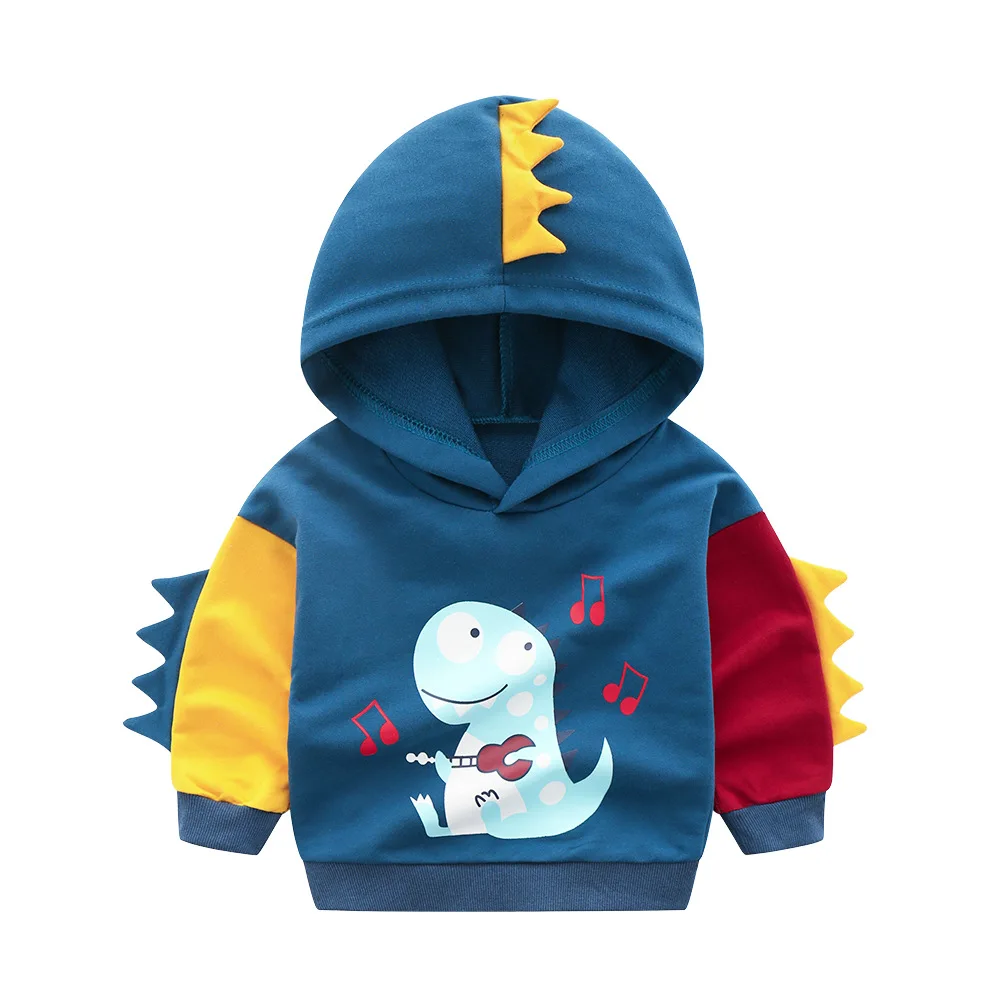 Thunderer/весенне-Осенняя детская рубашка для девочек и мальчиков, детские блузки с капюшоном и рисунком динозавра одежда для малышей от 24 месяцев до 6 лет