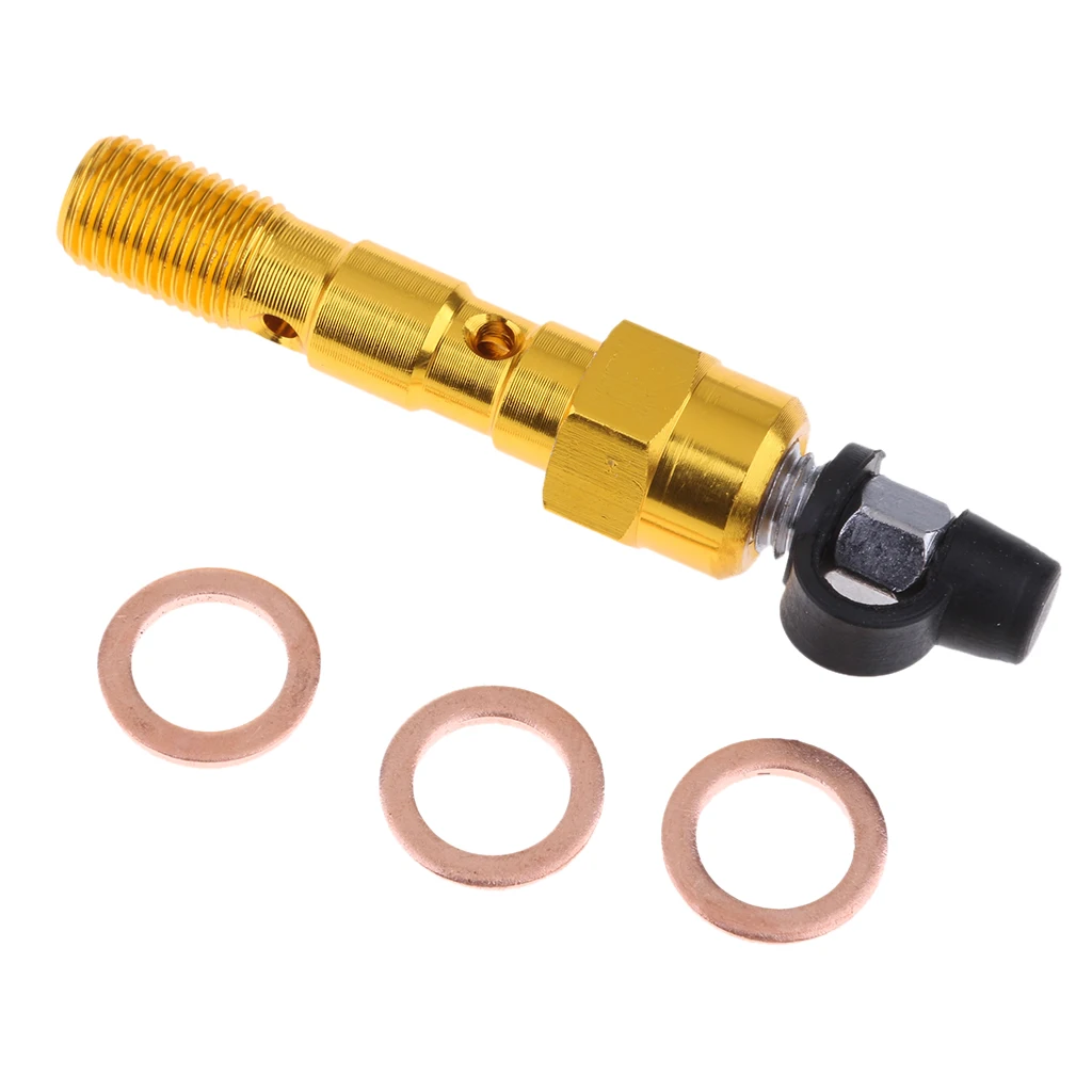 Universal M10 Double Banjo Bolt Thread Bleeder Nipple Washers 1.0mm Gold